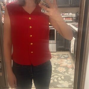 Vintage Austin Reed Worsted Wool Red Button Up Dress Vest-10